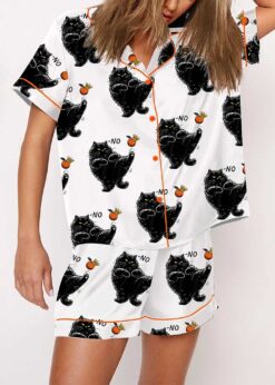 Black Cat No Kings In America Anti Pajama Set For Women
