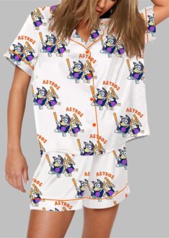 Blue Dog Astros Baseball Print Pajama Set