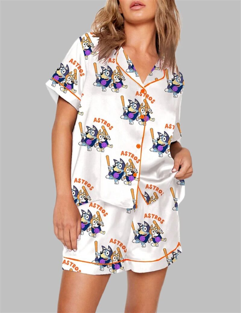 Blue Dog Astros Baseball Print Pajama Set - Image 2