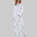 Blue Toile Bunnies Pajama Set For Women