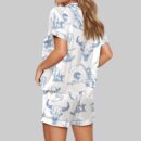Blue Toile Coastal Cowgirl Pajama Set For Women