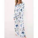 Blue Winter Satin Pajama Set For Women