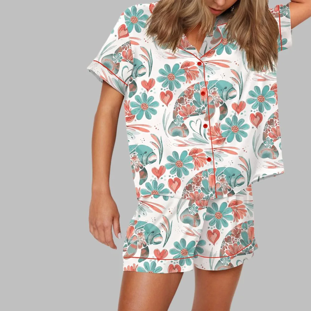 Boho Floral Manatee Pajama Set - Image 2