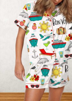Bon Voyage Cruise Satin Pajama Set For Women