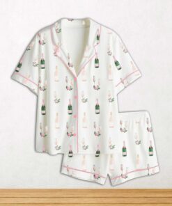 Breakfast Of Champs Short Sleeve Satin Pajama Set For Women