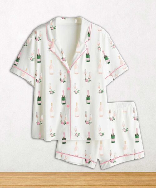Breakfast Of Champs Short Sleeve Satin Pajama Set For Women