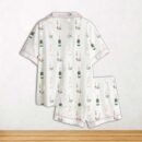 Breakfast Of Champs Short Sleeve Satin Pajama Set For Women