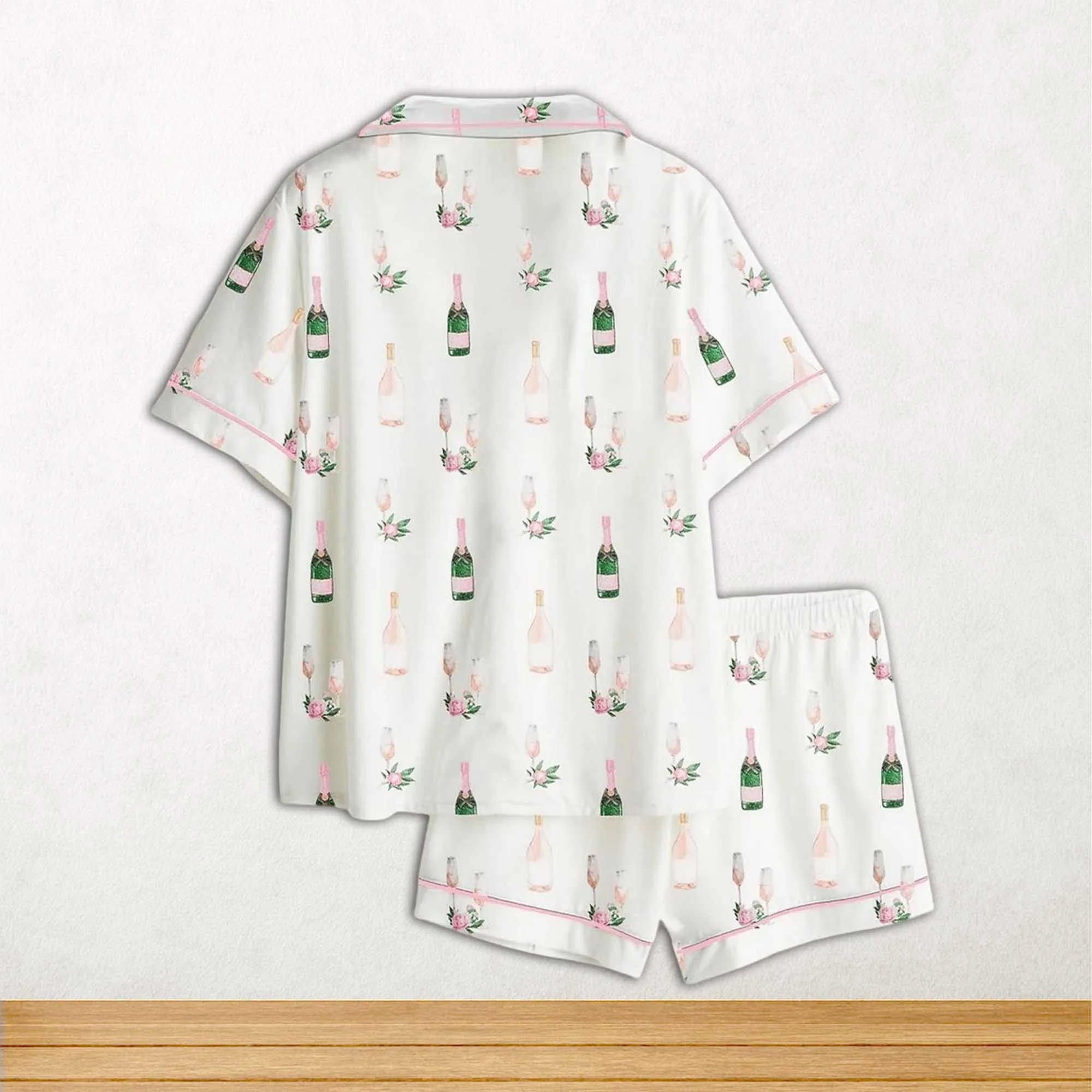 Breakfast Of Champs Short Sleeve Satin Pajama Set For Women - Image 2