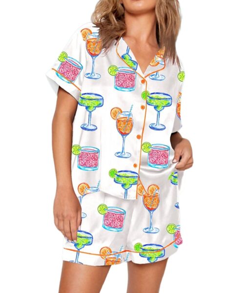 Bright Cocktail Trio Aperol Spritz Margarita Paloma Coastal Cowgirl Pajama Set