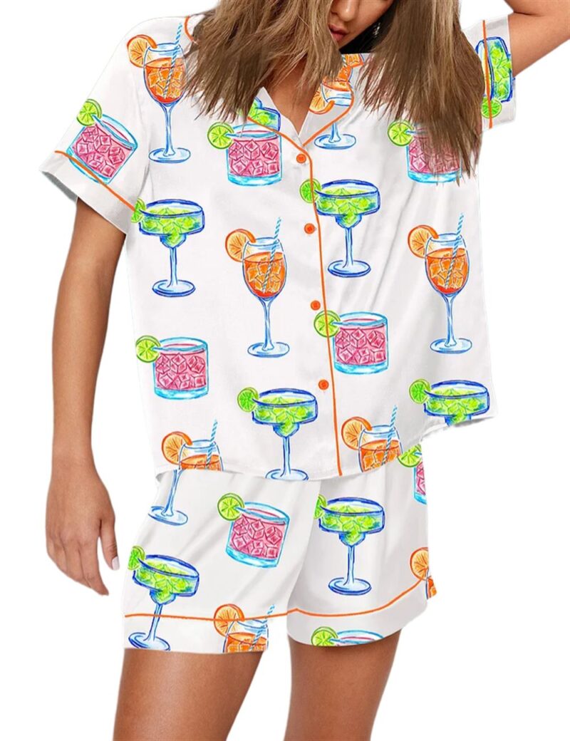 Bright Cocktail Trio Aperol Spritz Margarita Paloma Coastal Cowgirl Pajama Set - Image 3
