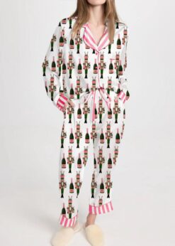 Bucket Nutcracker Print Satin Pajama Set For Women