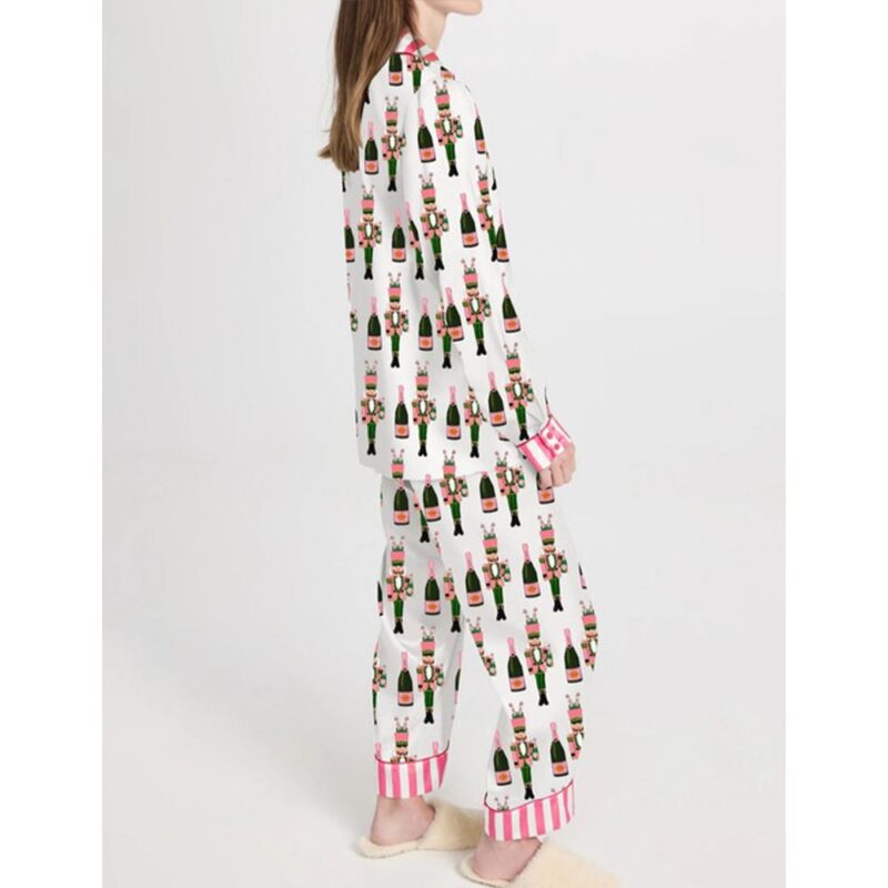 Bucket Nutcracker Print Satin Pajama Set For Women - Image 2