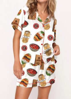Burritos Bowls Mexican Grill Satin Pajama Set For Women