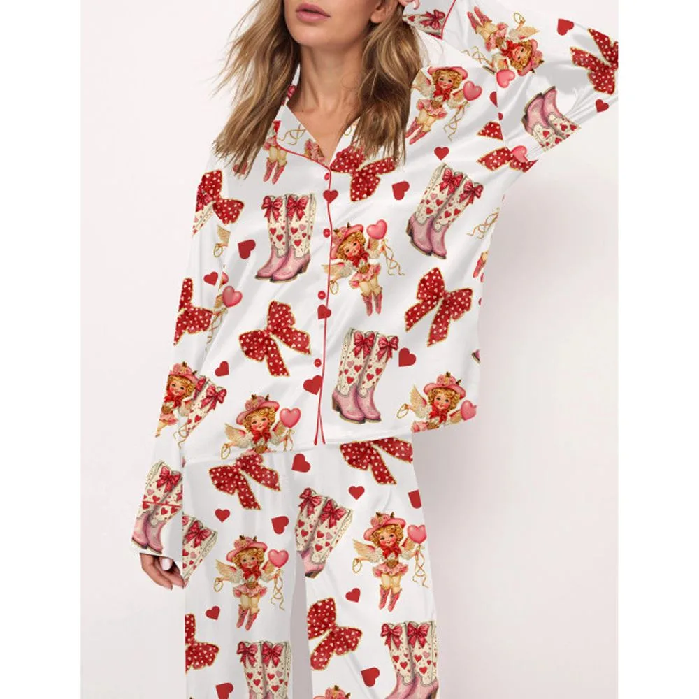 Burritos Bowls Mexican Grill Satin Pajama Set For Women - Image 2