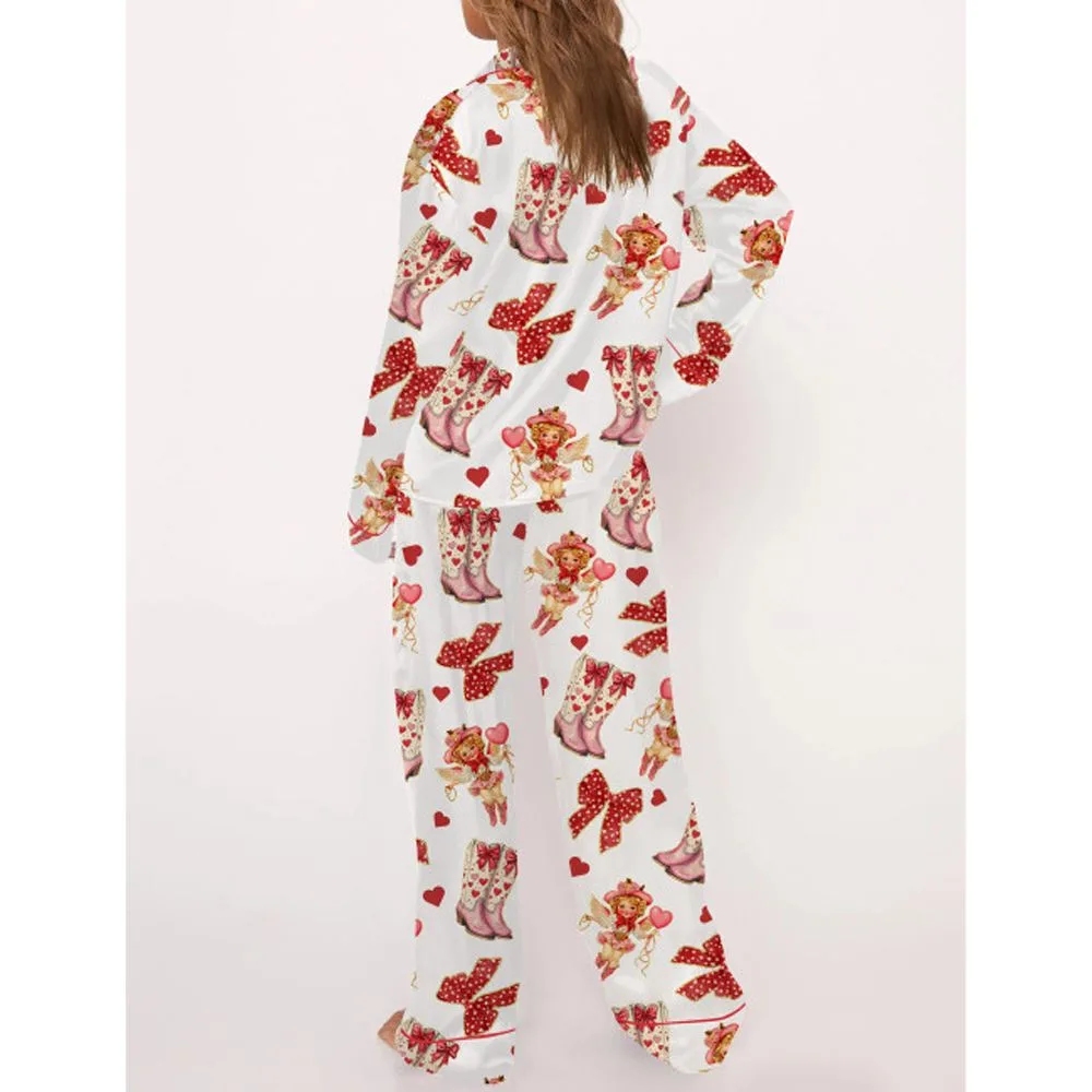 Burritos Bowls Mexican Grill Satin Pajama Set For Women - Image 3