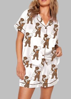 California Bear Hugging California Map Print Pajama Set