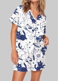 Cat In Space Pajama Set For Women