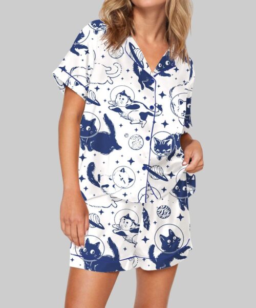 Cat In Space Pajama Set For Women