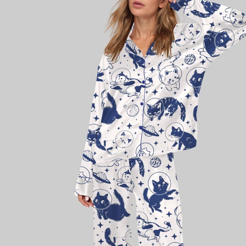 Cat In Space Pajama Set For Women - Image 2