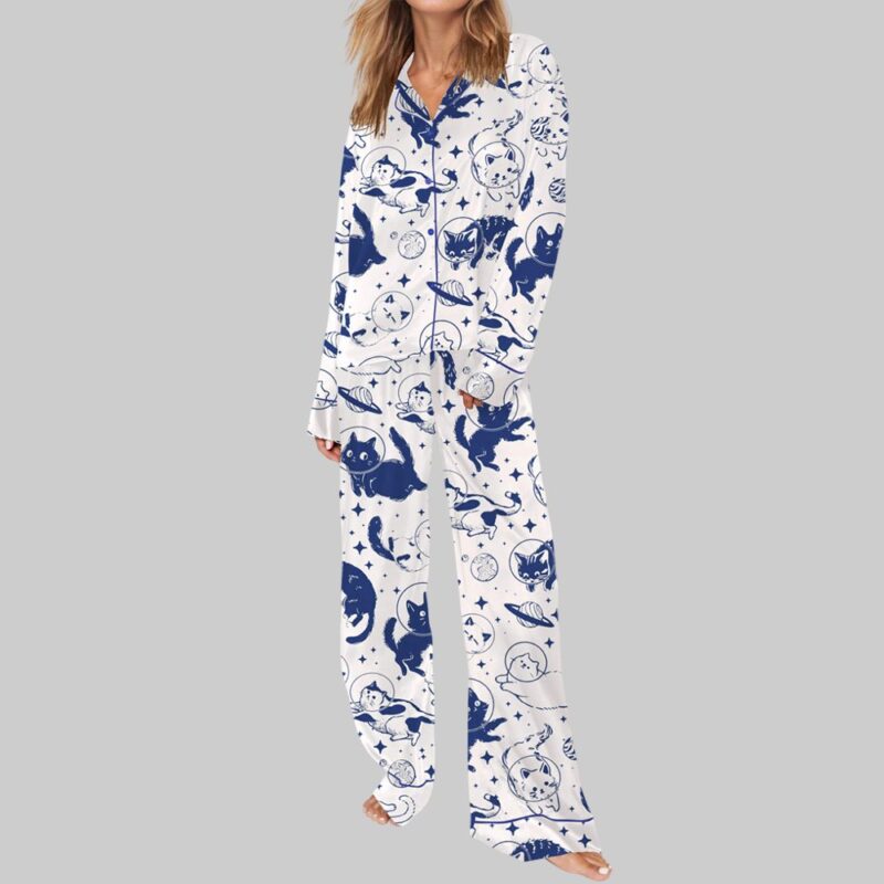 Cat In Space Pajama Set For Women - Image 3