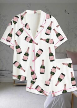 Champagne Bottle Satin Pajama Set