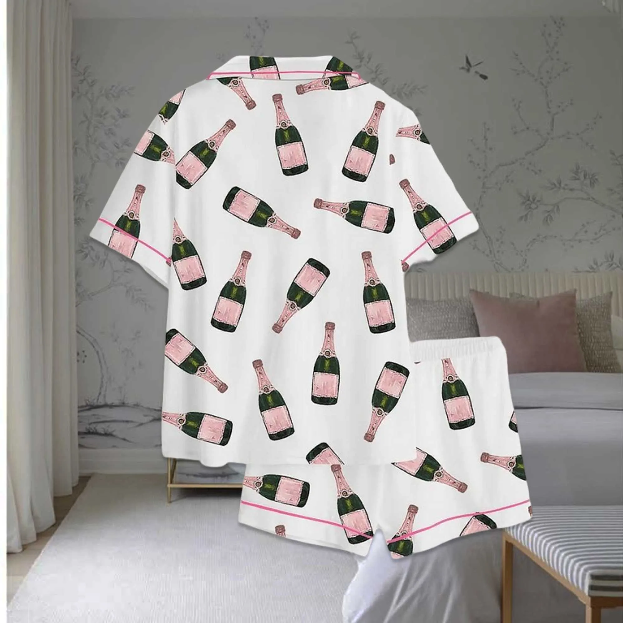 Champagne Bottle Satin Pajama Set - Image 2