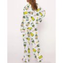 Champagne Bottle Watercolor Satin Pajama Set For Women