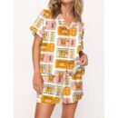 Champagne Tickets Satin Pajama Set For Women