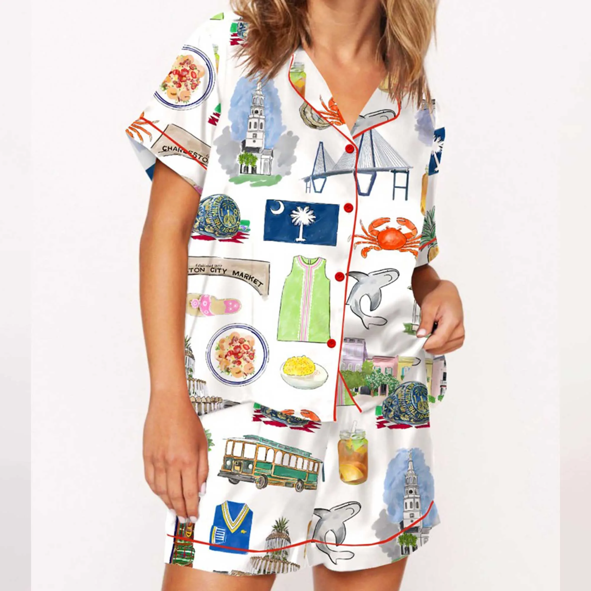 Charleston Travel Silky Satin Pajama Set - Image 5