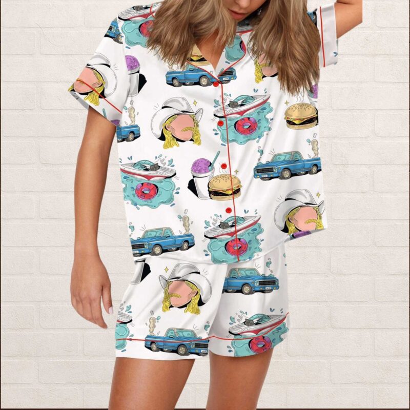 Music Lover Silky Satin Pajama Set For Women