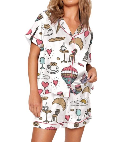 Chic Paris Vintage Style Paris France Travel Print Pajama Set