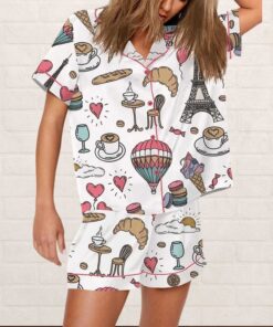 Chic Paris Vintage Style Paris France Travel Print Pajama Set