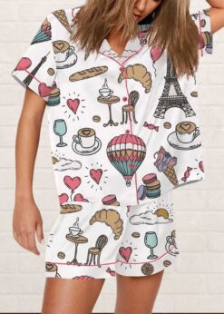 Chic Paris Vintage Style Paris France Travel Print Pajama Set