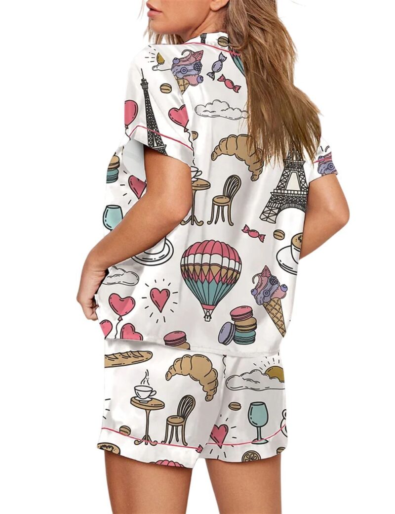 Chic Paris Vintage Style Paris France Travel Print Pajama Set - Image 3
