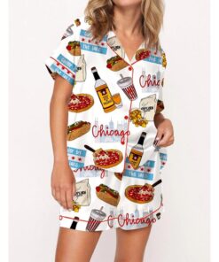 Chicago Travel Satin Pajama Set For Women