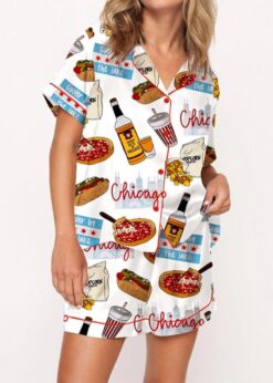 Chicago Travel Satin Pajama Set For Women