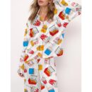 Chicken Nuggets Satin Pajama Set For Women