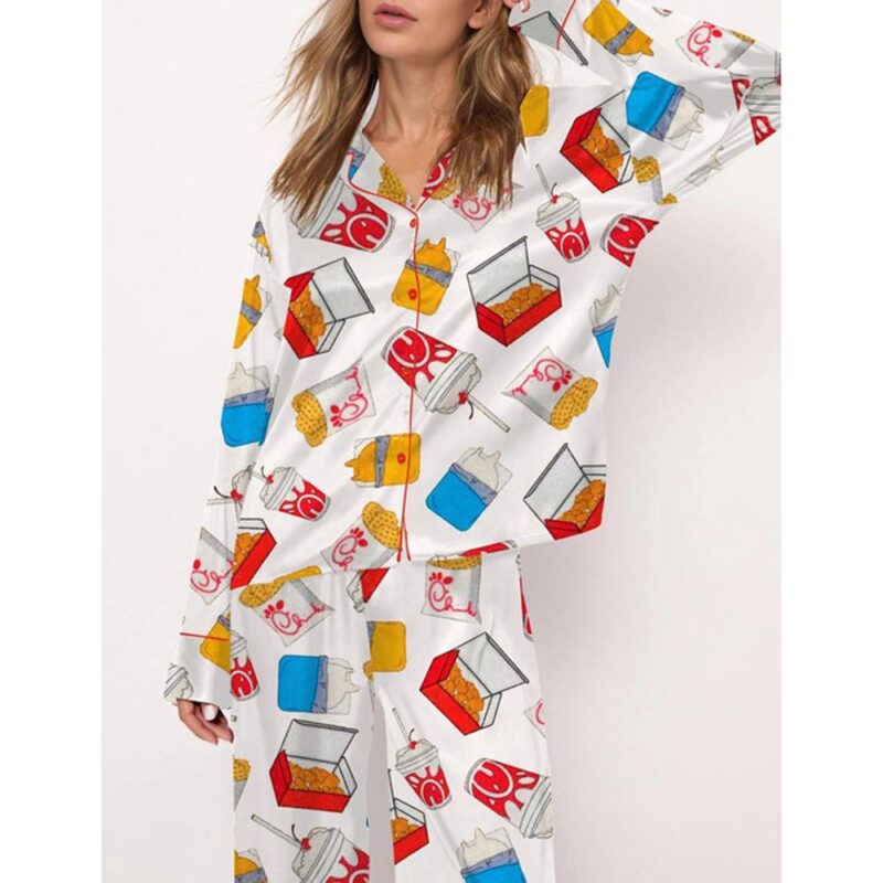 Chicken Nuggets Satin Pajama Set For Women - Image 2