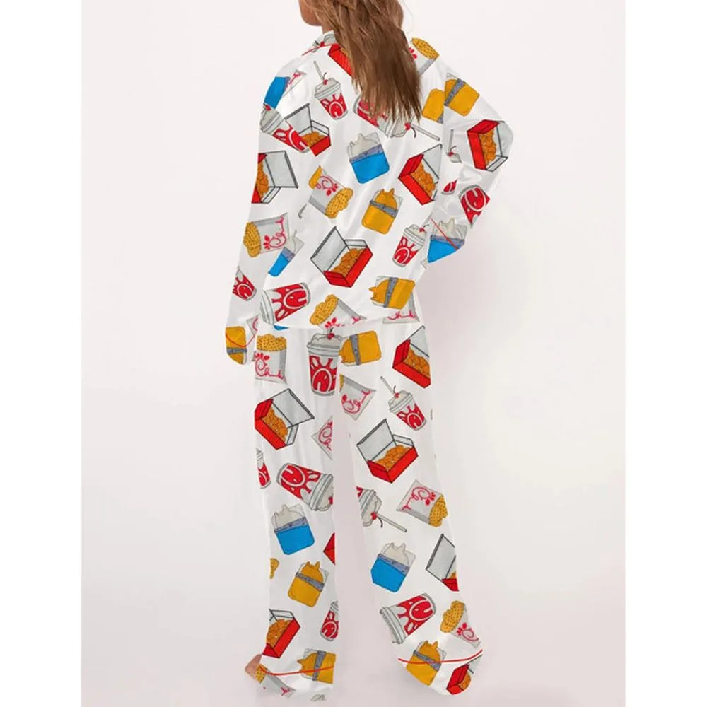 Chicken Nuggets Satin Pajama Set For Women - Image 3
