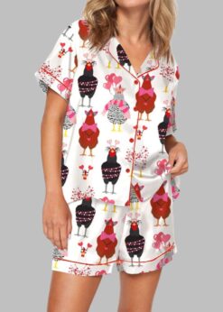 Chicken Valentine Pajama Set For Women