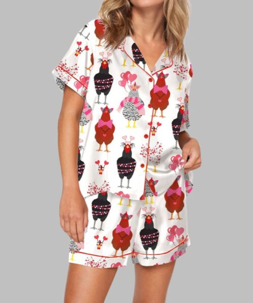 Chicken Valentine Pajama Set For Women