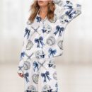 Chinoiserie Baseball Silky Satin Pajama Set For Women