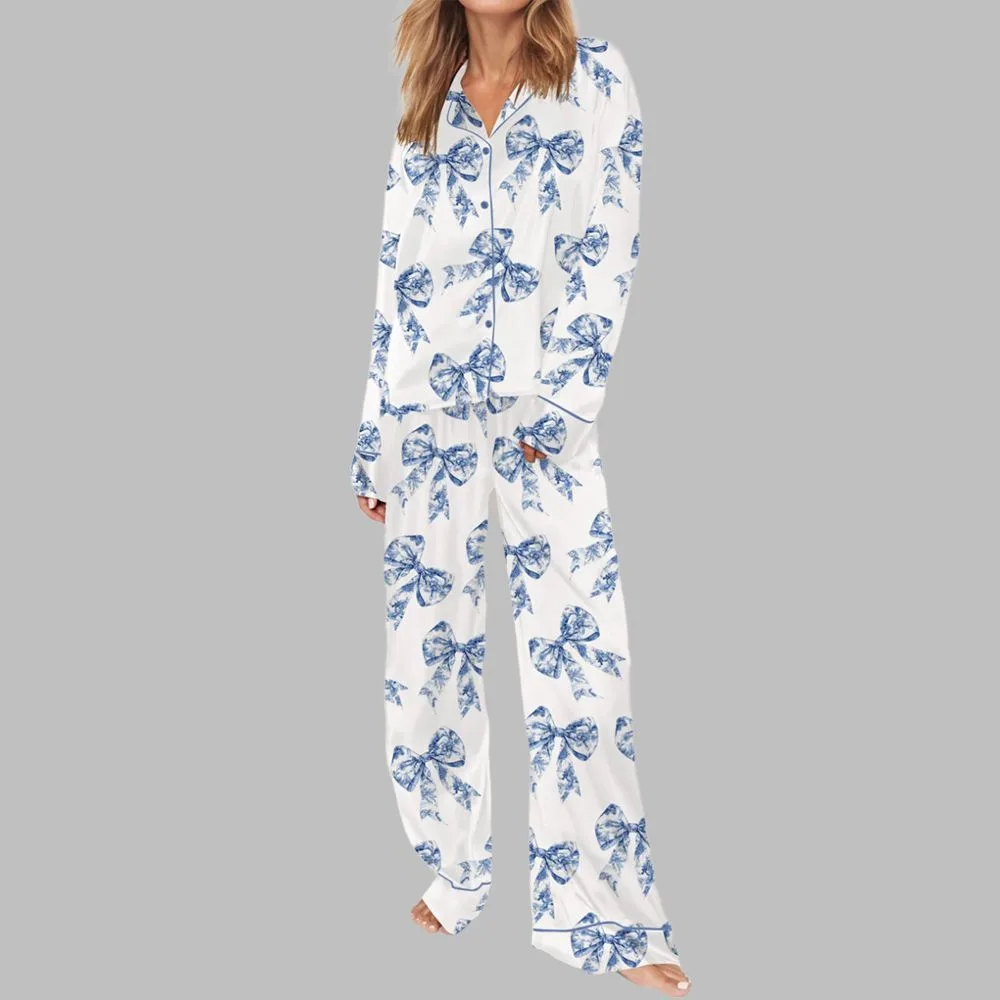 Chinoiserie Bow Pajama Set For Women - Image 2