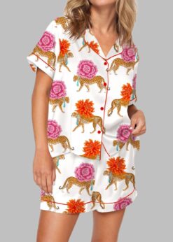 Chinoiserie Cheetah Pajama Set For Women