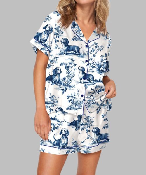 Chinoiserie Dachshund Pajama Set For Women