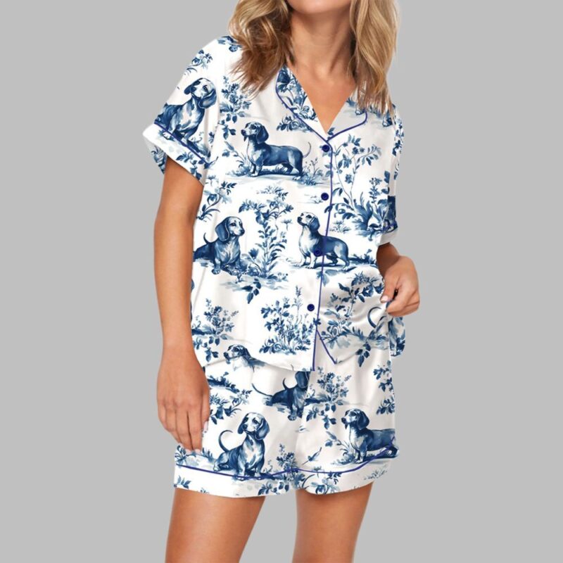 Chinoiserie Dachshund Pajama Set For Women