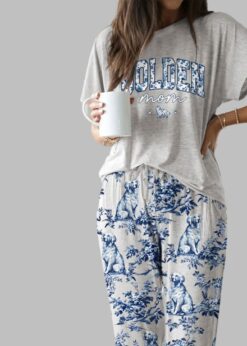 Chinoiserie Golden Retriever Casual Pajama Set