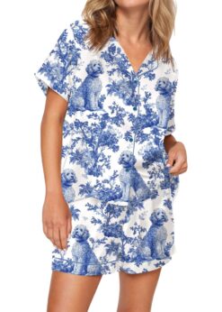 Chinoiserie Goldendoodle Pajama Set For Women