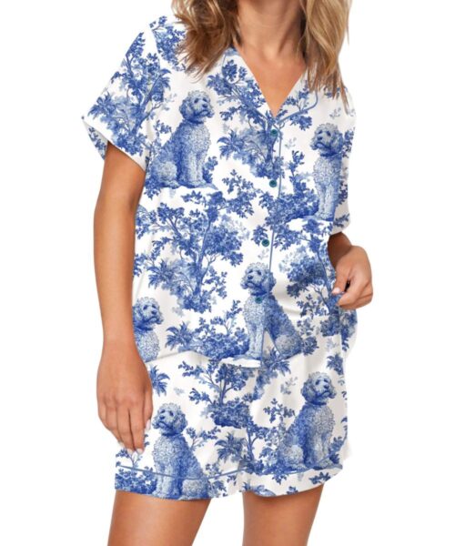 Chinoiserie Goldendoodle Pajama Set For Women