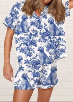 Chinoiserie Goldendoodle Silky Satin Pajama Set